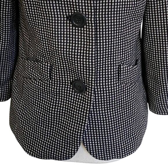 Ann Taylor Black White Dot Suit Blazer 3 Button Puff Sleeve Jacket - 4 - Picture 4 of 10